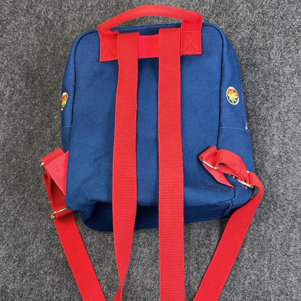 Marvel Loungefly Captain Marvel Mini Backpack Blue Red Gold‎ Embroidered Bag